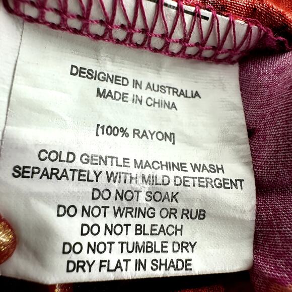 Anthro Abel the Label Reign Maxi Dress Floral Smocked Tiered Red Purple S - Picture 4 of 6